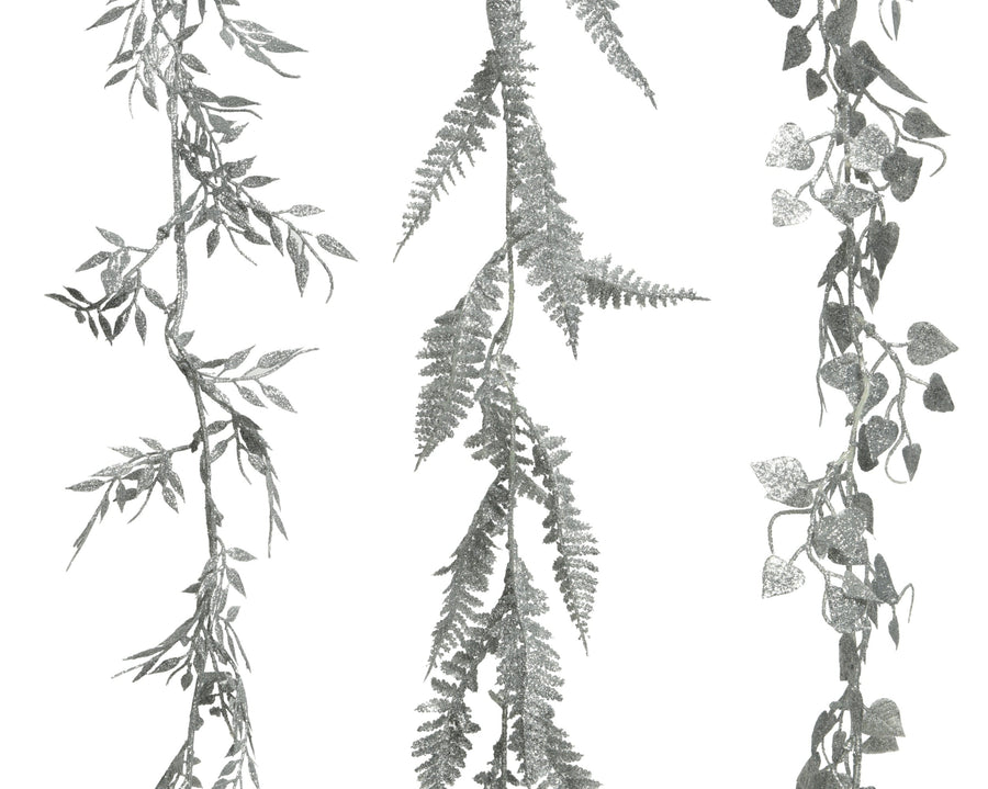 Silver plastic Christmas garland, 1.8m long