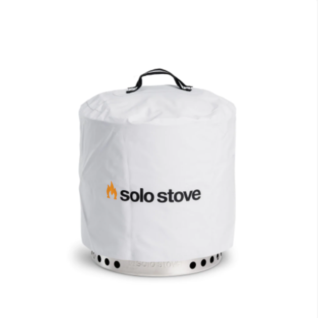 White Solo Stove with black text and logo on a white background