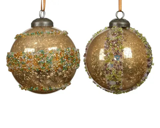 Baubles polystyrene antique finish  camel brown D.8cm