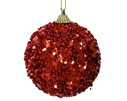 Bauble foam mini foam balls and sequins christmas red D.8cm