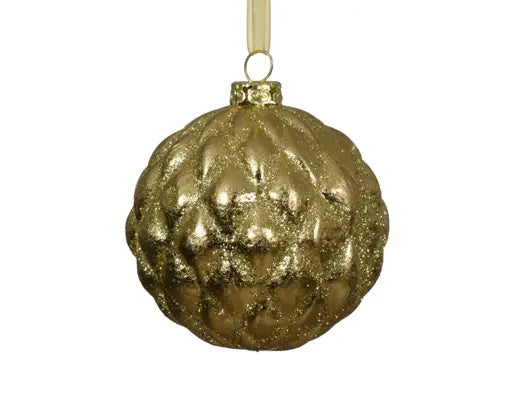 Bauble shatterproof glitter light gold D.8cm
