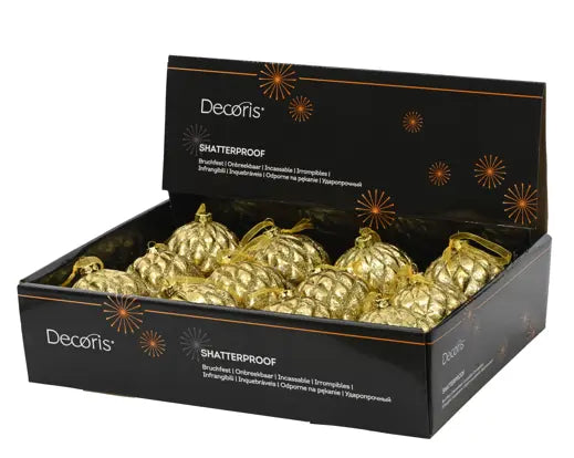 Bauble shatterproof glitter light gold D.8cm
