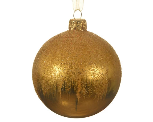 Bauble gl shiny ballotine top light gold D.8cm