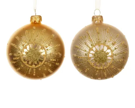 Bauble glass matt star burst D.8cm