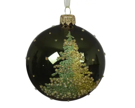 Bauble glass shiny color fading tree pine green D.8cm