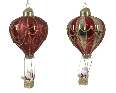 Balloon glass w glitter curl, gems D.7.5cm x H.14cm