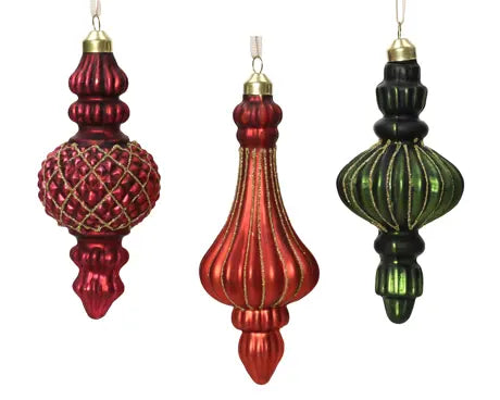 Ornament glass matt w gold glitter on the edges of the rims L.6cm x W.6cm x H.15cm