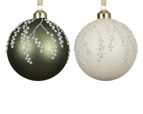 Baubles glass w branches, dots D.10cm