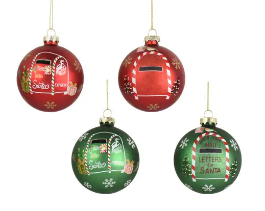 Baubles glass matt with decal  assorted D.8cm