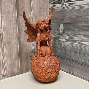 Cast Iron Kneeling Fairy Statue