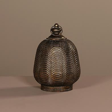 Metal Lantern with glass for tealight (33 cm antique-gold)