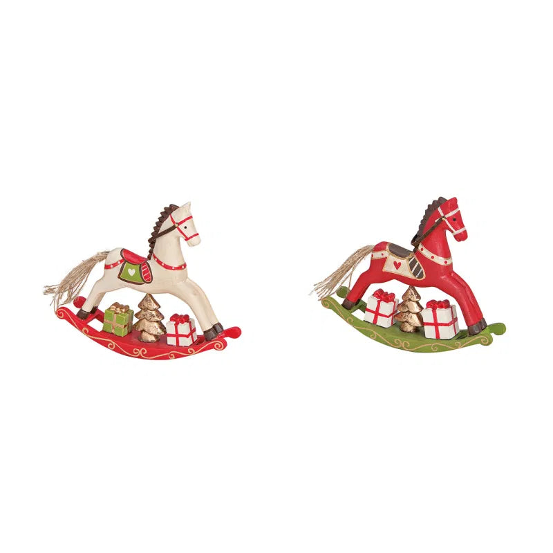 Wooden rocking horse, 2 assorted, W14 x H12 cm