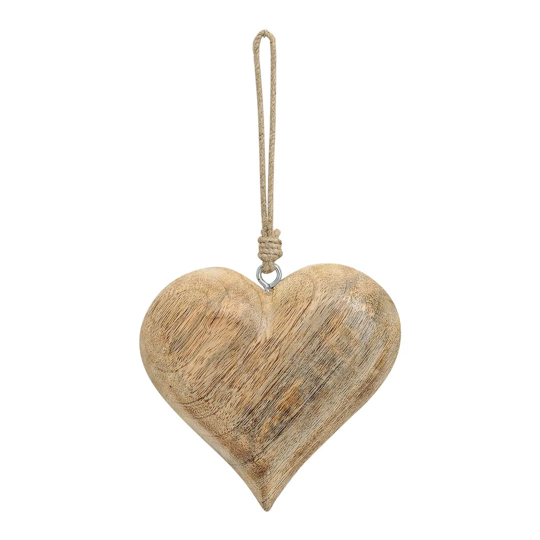 Hanger heart brown wood 15cm