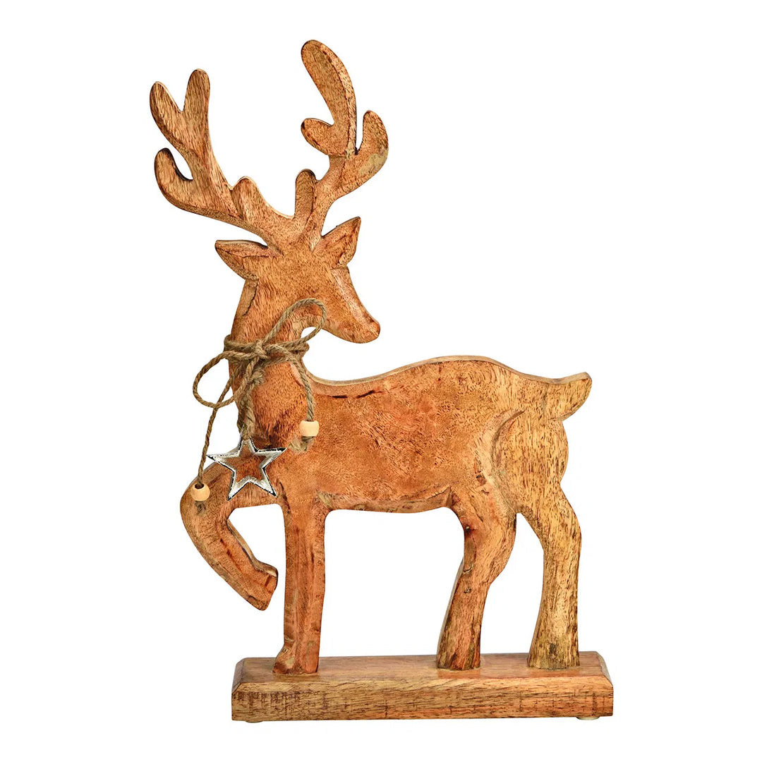 Natural mango wood deer stand  27x41x6cm