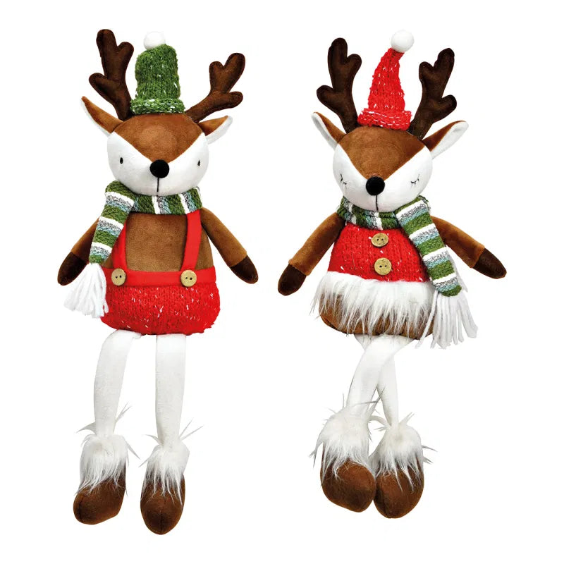 Edge stool deer made of textile brown, 17x46x10cm