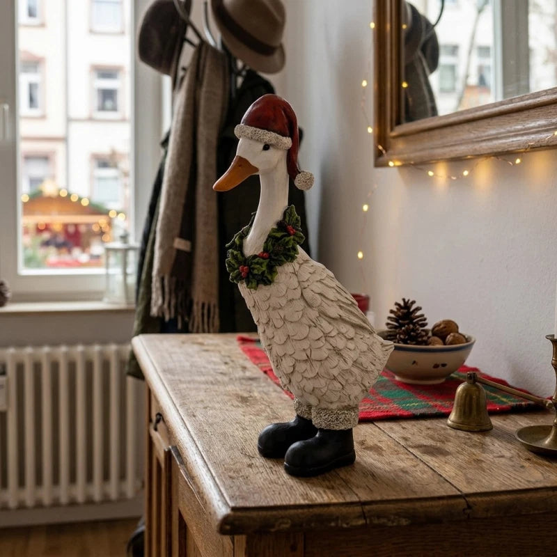 Christmas goose with cap and wreath, 35cm, alternate view