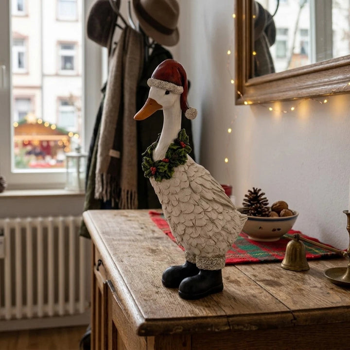 Christmas goose with cap and wreath, 35cm, alternate view