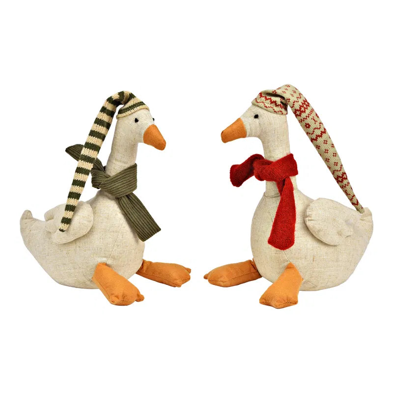 Duck made of textile, beige 15x26x23cm