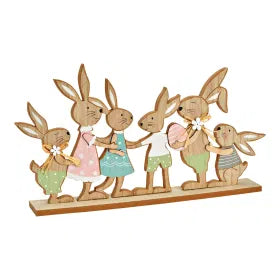 Bunny Family Wood Colorful 40X19X5Cm - Easter - Windyridge Garden Centre