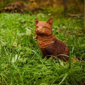 Cast Iron Sitting Fox Statue