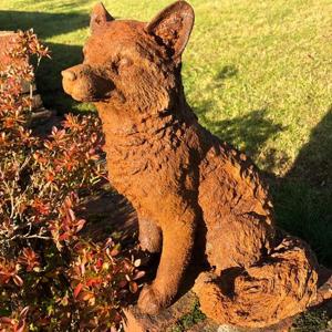 Cast Iron Sitting Fox Statue