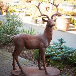 Cast Iron Majestic Stag - Rust Statue - Facing Left