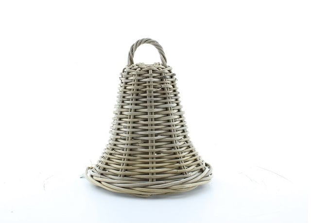 Christmas Deco Bell Rattan Grey d34h34cm
