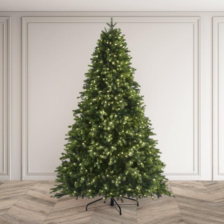 Galway Premium Pre-Lit Artificial Christmas Tree with 750 Warm White LEDs (8 Functions) - 7.5 ft