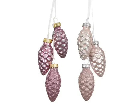 Pinecone glass enamel, matt, glitter mix pink D.2.5cm x H.6cm