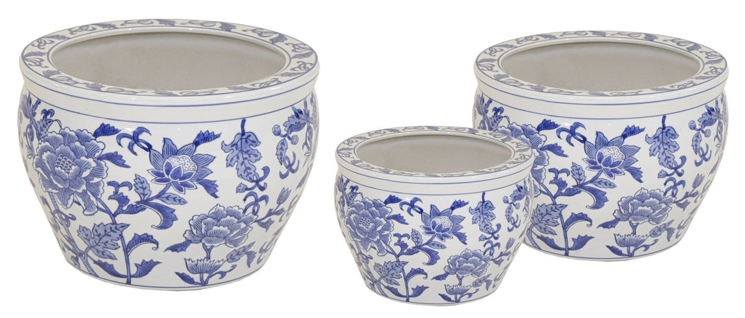 Qing Fishbowl Small W/Blue Ø25 H18 - Pots - Windyridge Garden Centre