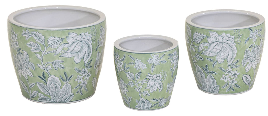 Qing Egg Pot Small Green/Blue D21H19