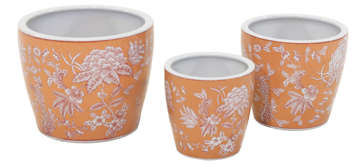 Qing Egg Pot Small Orange/Red D21H19