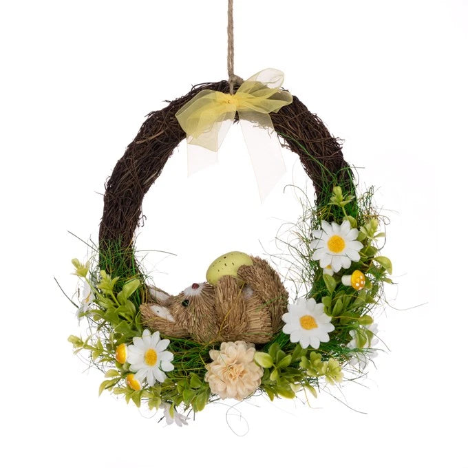 Bunny Wreath W/Daisy 26Cm - Easter - Windyridge Garden Centre