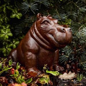 Cast Iron Small Happy Hippo Statue