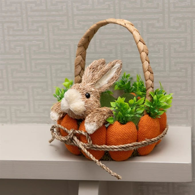 Rabbit & Carrot Basket 21Cm - Easter - Windyridge Garden Centre