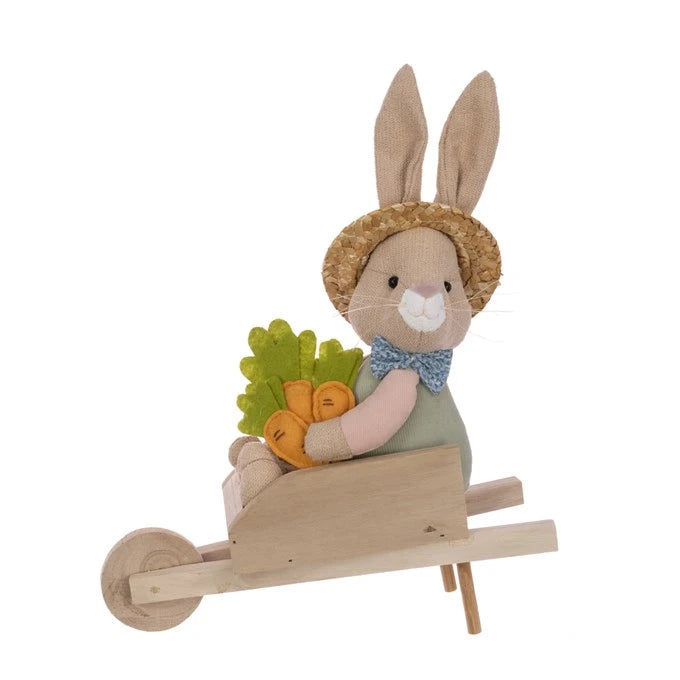 Mr Bunny In Wheelbarrow 32Cm - Easter - Windyridge Garden Centre