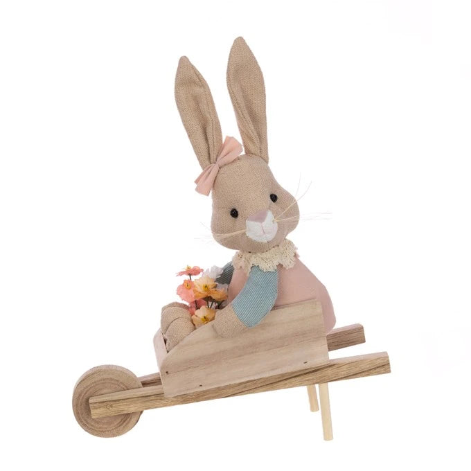 Mrs Bunny In Wheelbarrow 32cm