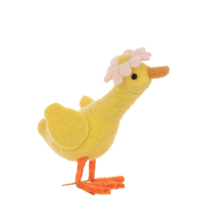 Felt Duck W/Daisy Hat 13Cm - Easter - Windyridge Garden Centre