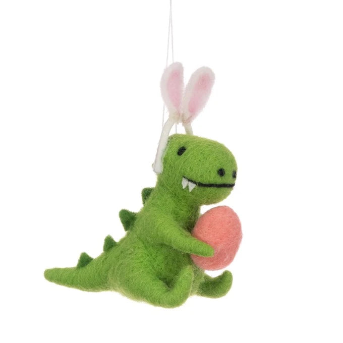Felt Dino W/Egg Hanger 11Cm - Easter - Windyridge Garden Centre