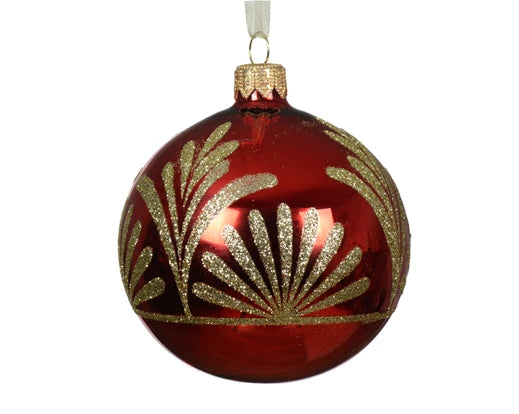 Baubles glass shiny christmas red dia8cm