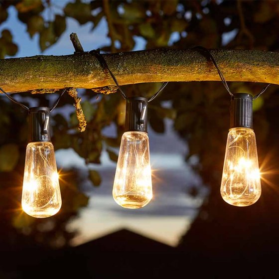 Eureka! Vintage Lightbulb Solar String Lights, 10 Bulbs