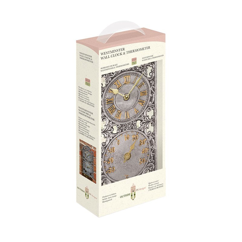 Westminster Wall Clock & Thermometer - Garden Ornaments - Windyridge Garden Centre