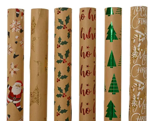 Giftwrapping kraft paper hot stamp  fsc mix 70% brown/colour(s) L.150cm x W.70cm x H.0.01cm
