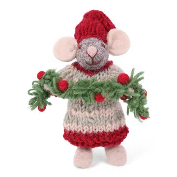 NEW Small Grey Mouse w/Garland