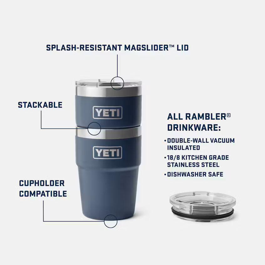 YETI RAMBLER 16 OZ STACKABLE CUP MS STAG RED