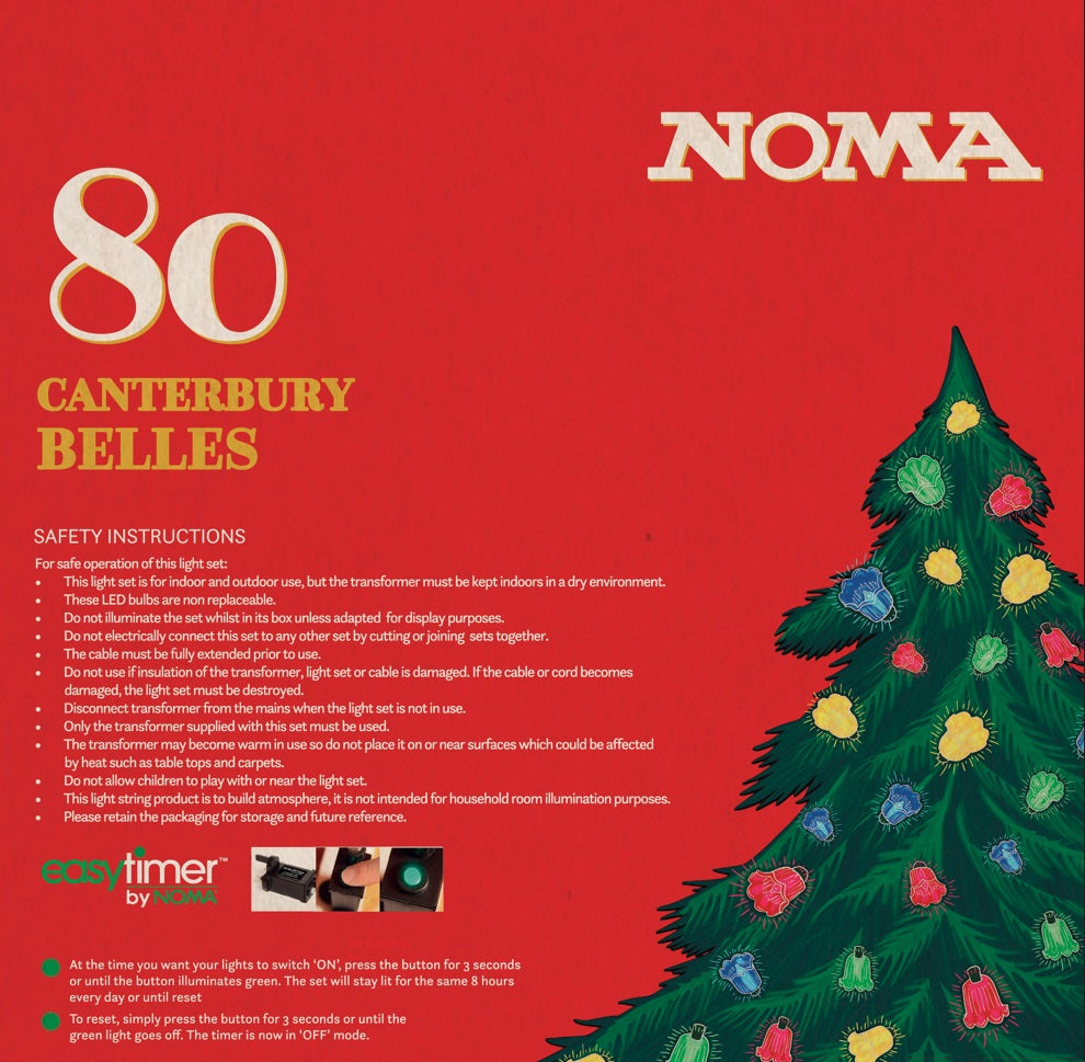 80 MULTICOLOUR LED CANTERBURY BELLE STRING LIGHT