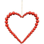 Heart Hanger Dost, red, wood/Metall