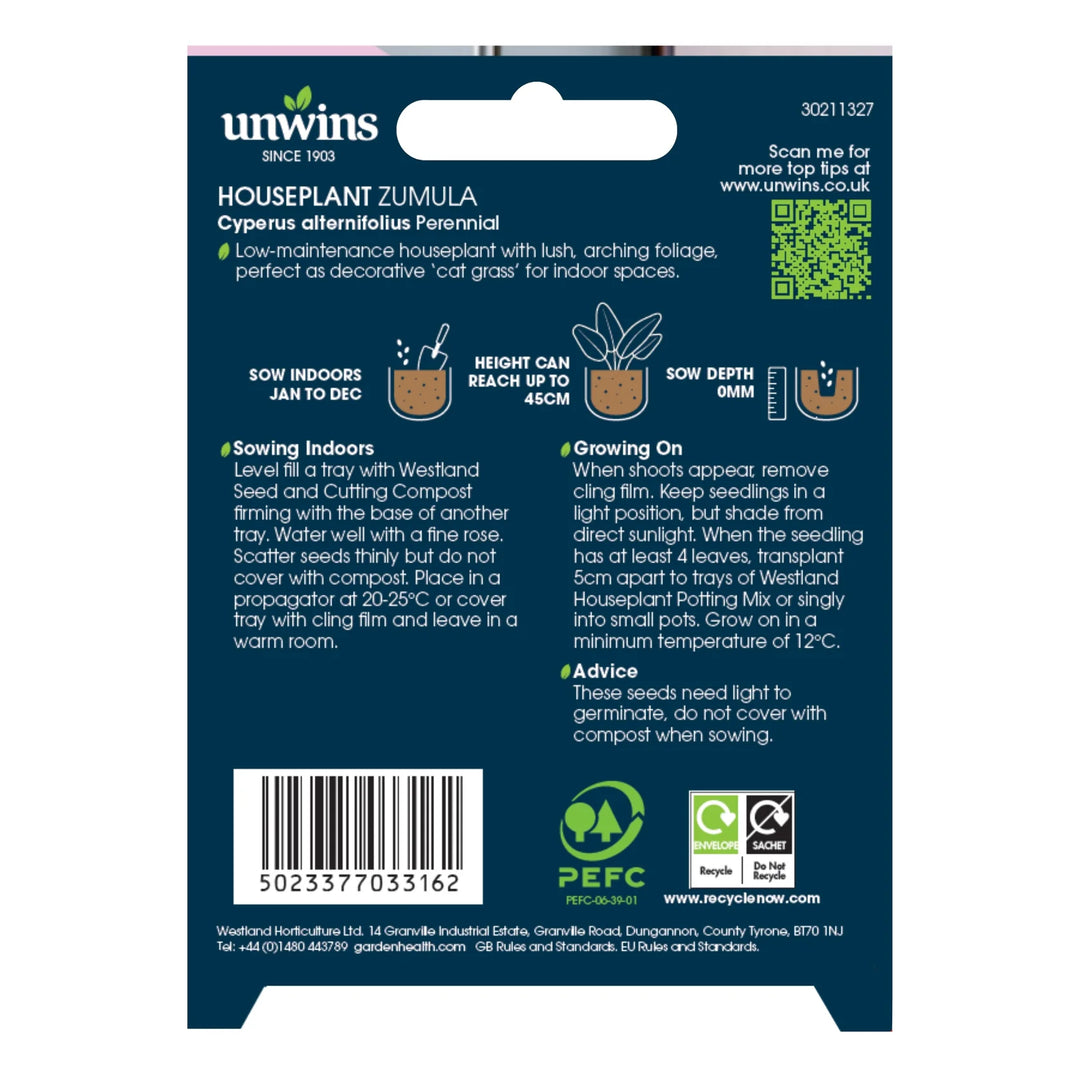 Unwins Houseplant Zumula - Seed Packets - Windyridge Garden Centre