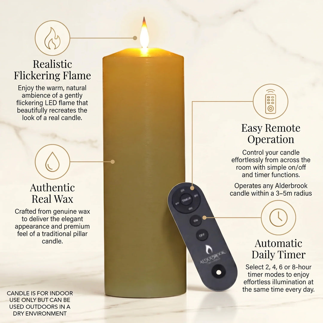 Alderbrook Ivory 15cm Medium Pillar Candle features