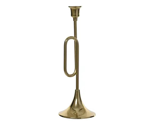 Candleholder aluminium gold gold L.12cm x W.12cm x H.34cm